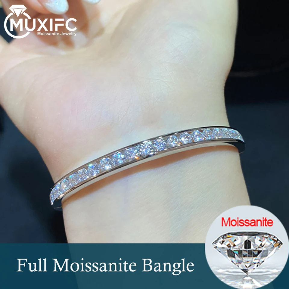 最高級　モアサナイトダイヤ　バングル 2.5 ミリメートルすべてモアッサナイトバングル GRA 認定ラボ