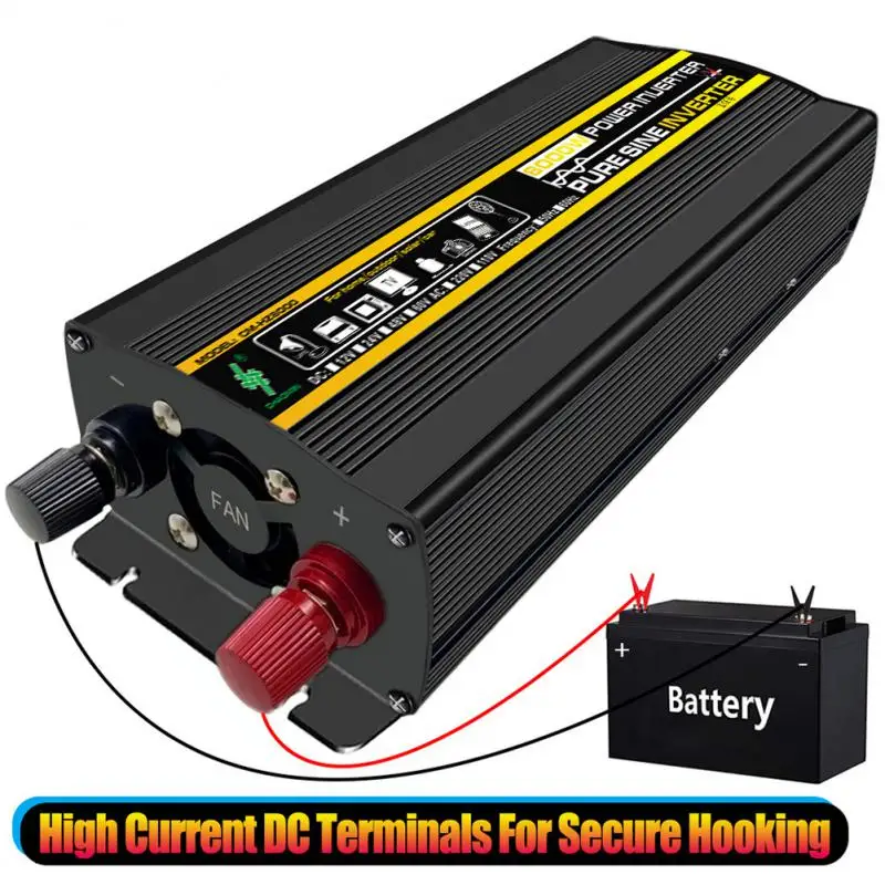 

Pure Sine Wave Inverter 12V/24V/48V/60V To 110V 220V 8000/6000/4000/3000W Voltage Transformer Power Converter Solar Inverter