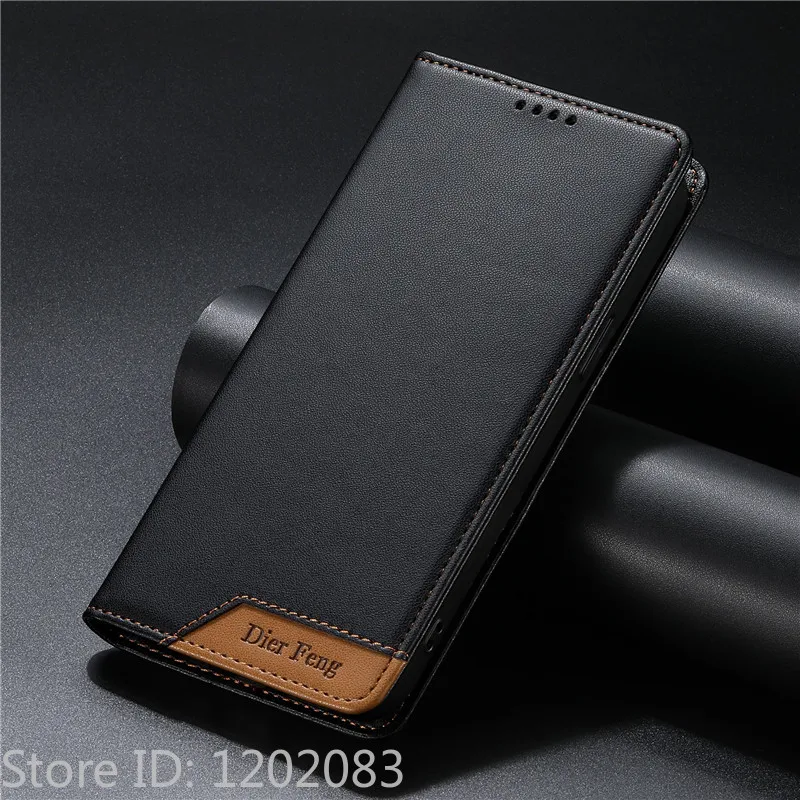 Leather Flip Phone Wallet Case with Magnetic Closure