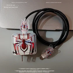 Cute Anime Spider Man USB Cable Protective Sleeve - DIY Cartoon PVC Case (B)