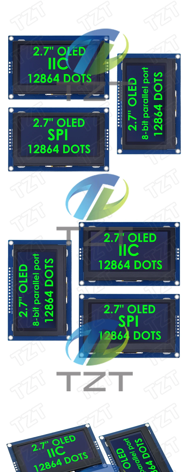 TZT 1/3PCS 2,7 Zoll OLED LCD Display 128x64 Laufwerke SSD1327 IIC / SPI / 8-bit Parallel Port Für Arduino – Detail 5