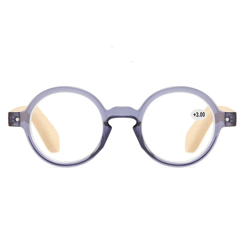 Round Blue Light Blocking Reading Glasses for Women Men Vintage Bamboo Legs Hyperopia Presbyopia diopter +1.0 +1.5 +2.0 +2.5 +3 5