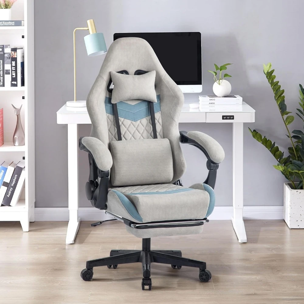 Gaming Chair for Adult, Computer Chair with Adjustable Lumbar Support Headrest and Footrest Large Size Reclining Gaming Chairs 6