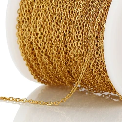 2 Meters Stainless Steel Flat Cross O - shaped Chain for DIY Jewelry and Accessories (Gold Color)