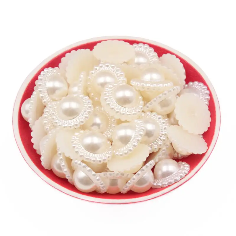 Lvory Half Round Lmitation Pearl plastic beads imitation pearl beads 50Pcs 9-18mm Plastic Flatback Loose Beads for Jewelry Making Diy Crafts Decoration Accessories