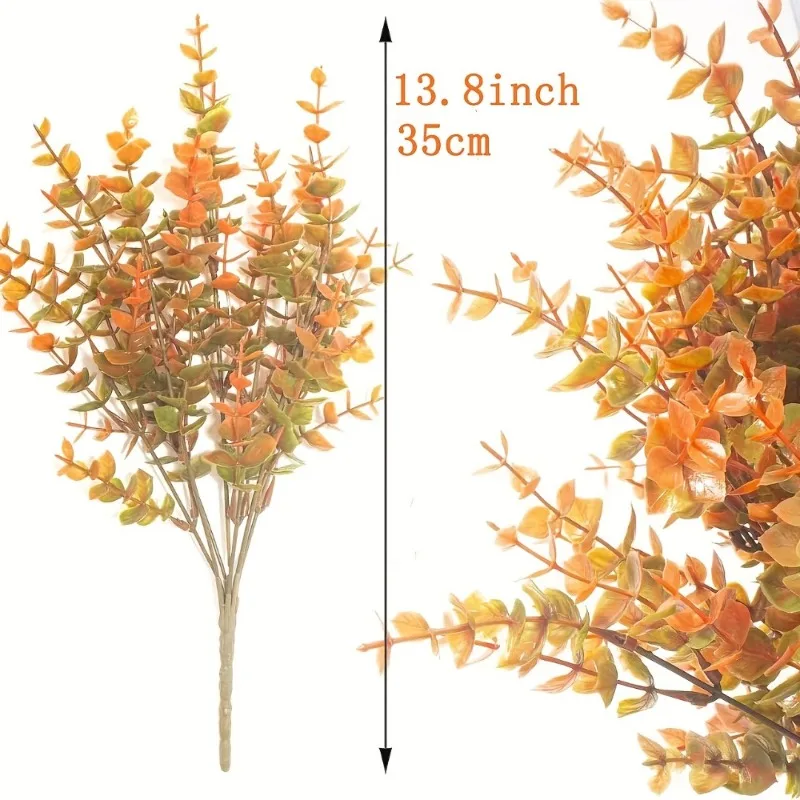 UV Resistant Artificial Eucalyptus Plant for Fall Decor Outdoor Greenery Home Garden Decoration with Realistic Faux Bushes