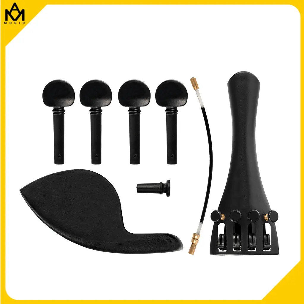 

Plastic Violin Tailpiece Set Including Tailpiece+Chinrest+Endpin+Tail Gut+4 Tuning Pegs Fit For 4/4 3/4 1/2 1/4 1/8 Violin