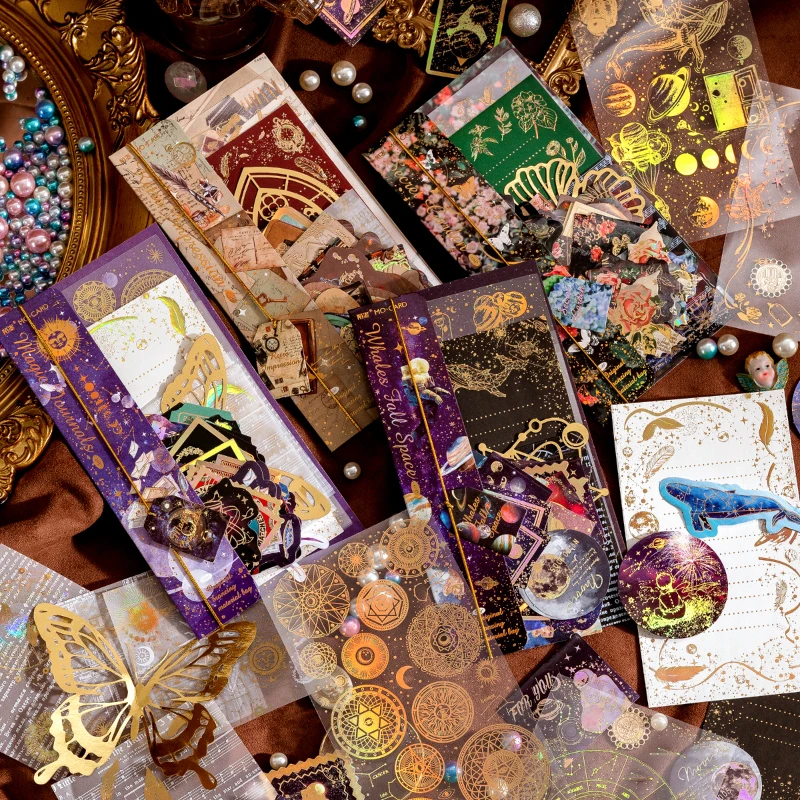 

Dimi 40Pcs Flight Laser Material Paper Brozing Flower Butterfly Lace Memo Pad Deoc Scrapbooking DIY Collage Background Jounaling