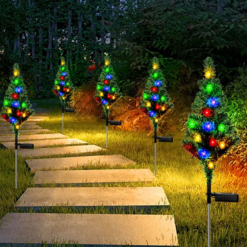 1pc Solar Christmas Tree Stake Light Garden Yard Xmas Christmas Decoration Lights navidad Christmas décor Pathway Lights Patio