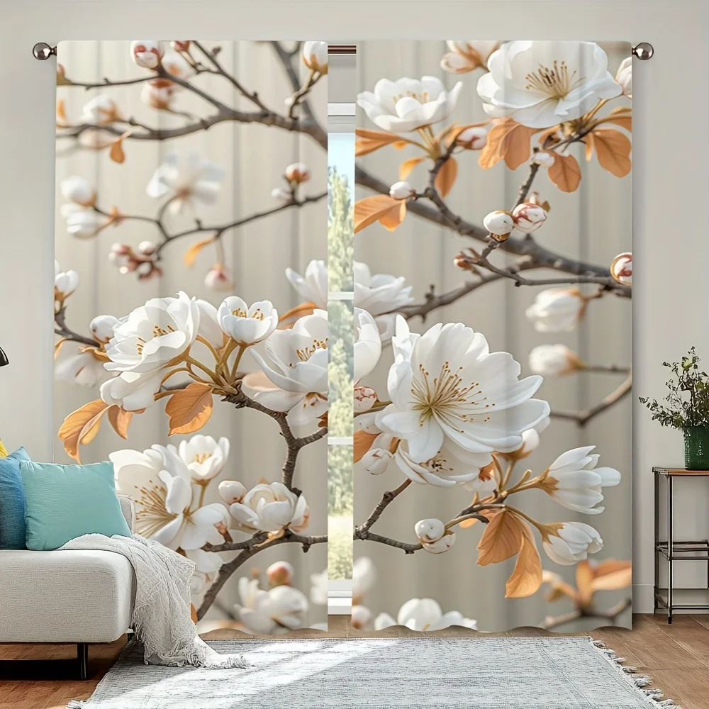 Vintage Peach Floral Curtain Set 4