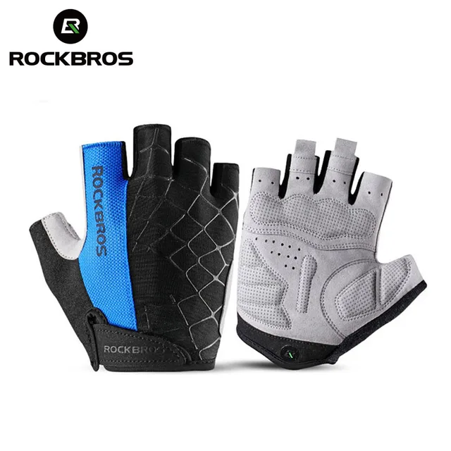 Rockbros cycling gloves sports summer breathable half finger gloves shockproof mtb mountain bicycle winter autumn bike