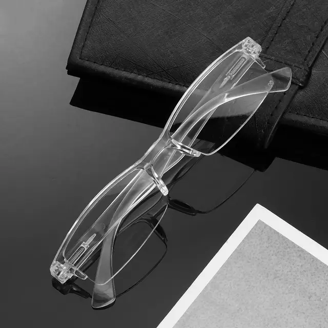 Lunettes presbytes vintage transparentes en résine argentée, monture en plastique, miroir plat, lunettes de lecture 1