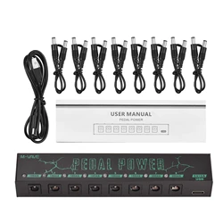 Enhanced Guitar Pedal Power Supply with 8 Isolated Outputs, 9V Adjustable Output (PEDAL POWER)