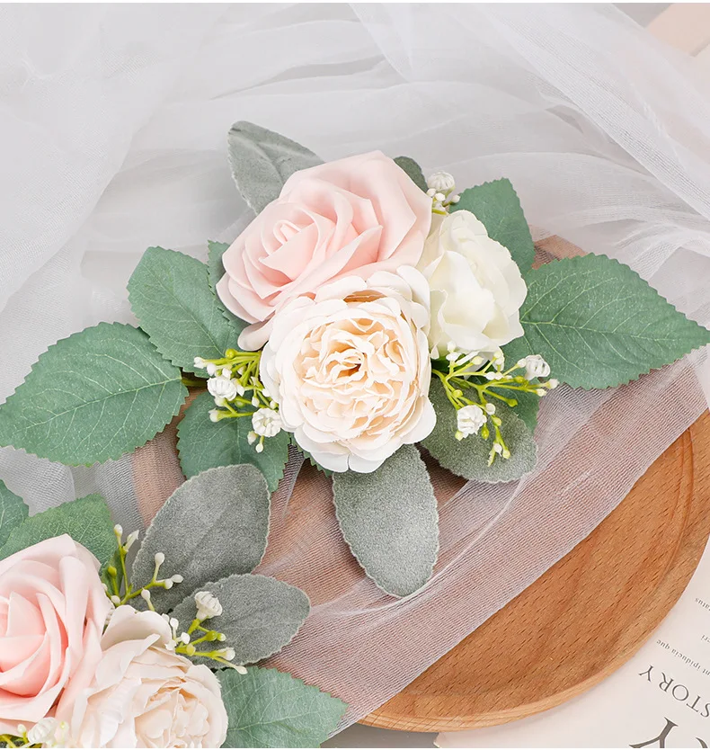 Yannew Burnt Orange Herbst-Hochzeitstorte, Blumen, Dekoration, künstlicher Rosen-Kuchenaufsatz für Geburtstag, Babyparty, rustikale Mi-Dekore – Detail 20