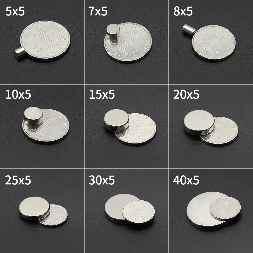 Ronde Magneet 5X5,7X5,8X5,10X5,12X5,15X5,20X5,25X5,30X5Mm Neodymium N35 Permanente Ndfeb Super Sterke Krachtige Magnetische Imane Disc