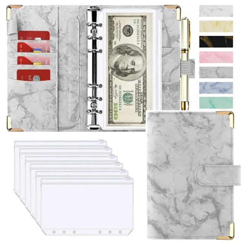 Luxury PU Leather Budget Organizer and Planner - Marble Design