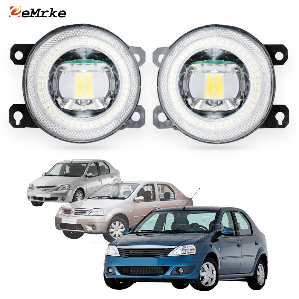 

Светодиодные противотуманные фары в сборе, 15 Вт, PTF для Dacia Logan, Renault Logan 2007-2012, кольцо «ангельские глазки» DRL, дневное освещение