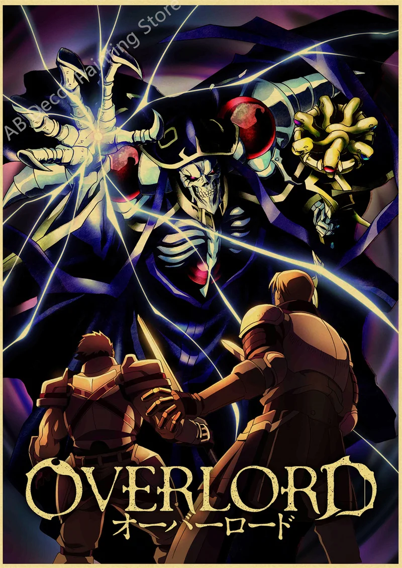 Retro overlord iv temporada 4 anime posters ainz albedo kraft impressão de  papel vintage casa sala