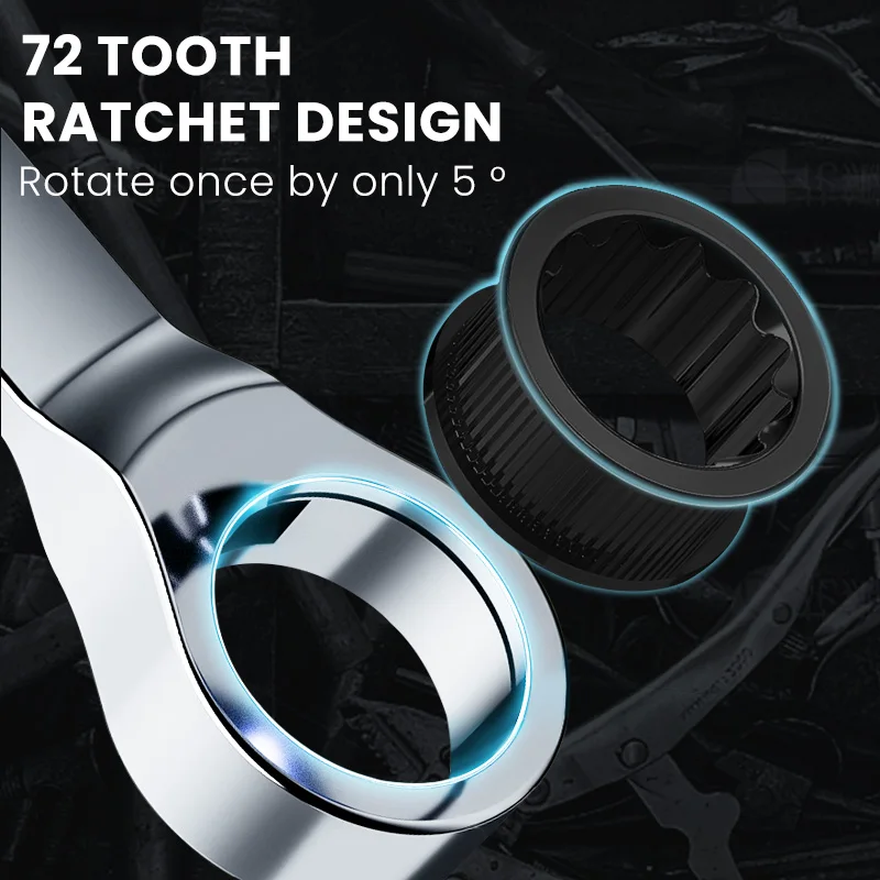 AIRAJ Universal Ratchet Wrench 72 Tooth Gear Ring Torque Socket Repair Hardware Tools Multifunctional Anti Slip Durable 3