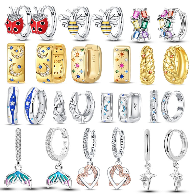

2024 New in Glow in The Dark 925 Silver Color Changing Hoop Earring Women Jewelry Luxury Gift Original Design Zircon Earring Hot