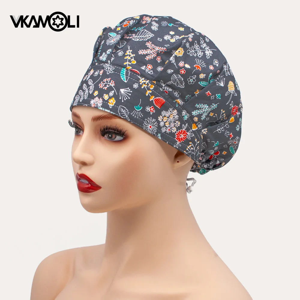 Hot cotton cartoon printing laboratory nursing hat surgicals cap women's operating room Fluffy hats scrub hat