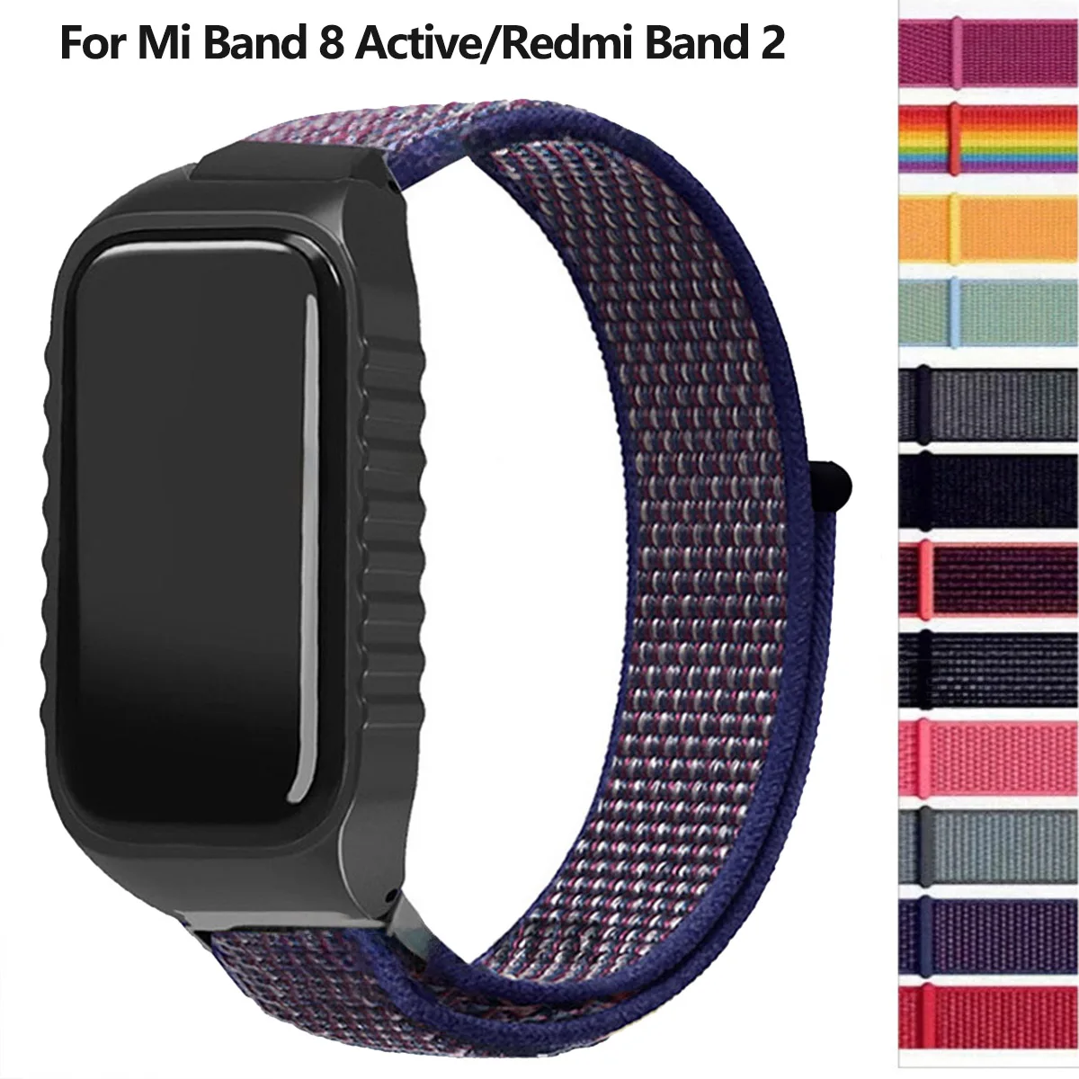 SeNool Cinturino per Xiaomi Smart Band 8 Active/Redmi Smart Band 2, Nylon Ricambio Bracciale, Leggero, Resistente, Rosa