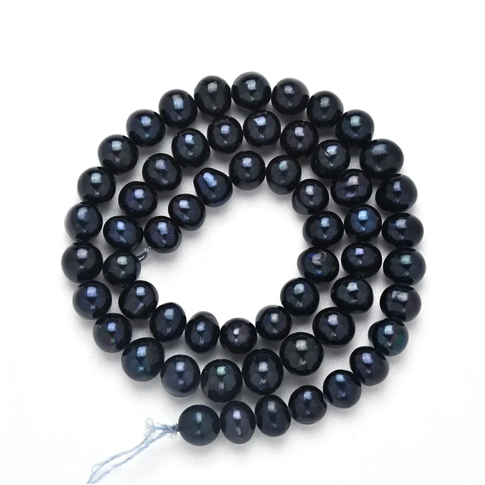 천연 양식 민물 진주, 회색 공작, 거의 둥근 느슨한 구슬, 5-10mm