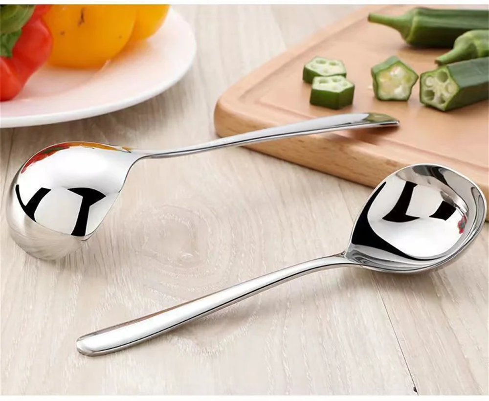 Description Picture 4 of itemFeel Comfortable Small Spoon Household Stainless Steel Ladle Tableware Thickened Material Round Spoon Long Handle Porridge Spoon