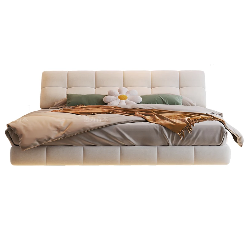 

Puff bed simple modern suspended bed light luxury cream wind master bedroom big technology fabric Nordic double