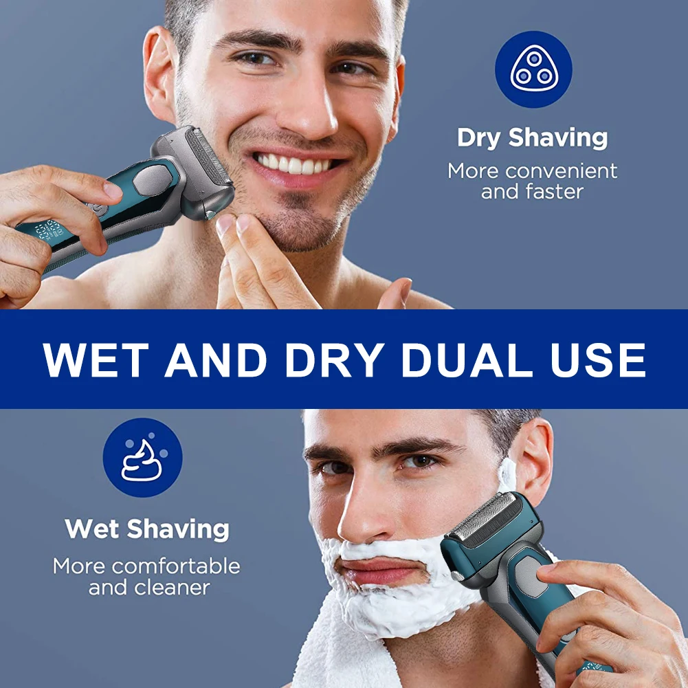 Description Picture 2 of itemelectric razor for men floating 5 blade net shaver wet dry use haircut machine set washable type-c charging hair trimmer