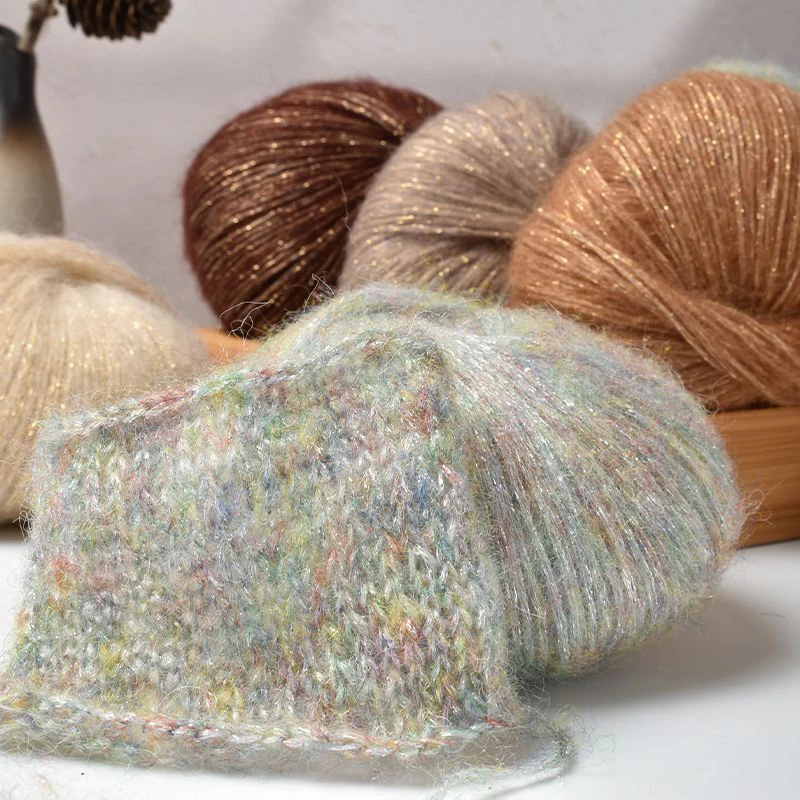25g Sequins Mohair Yarn Gold Silk Sequin Soft Thin Wool Yarn Diy Handmade Knitting Sweater Shawl Hat Bag Thread Sewing Supplies 2