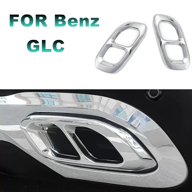 

Stainless Car Rear Exhaust Muffler Pipe Cover Trim Tail Throat Frame For Mercedes Benz GLC series 2023 2024