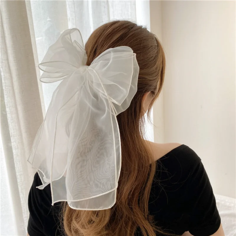 2023 Summer Big Double Layer Organza Bow Hairpin Women Sweet Spring Hair Clips Temperament Fashion Girls Hair Accessories new in stock spring cosplay petticoat women 67cm length knee short wedding petticoat 3 layers puffy organza tutu underskirt