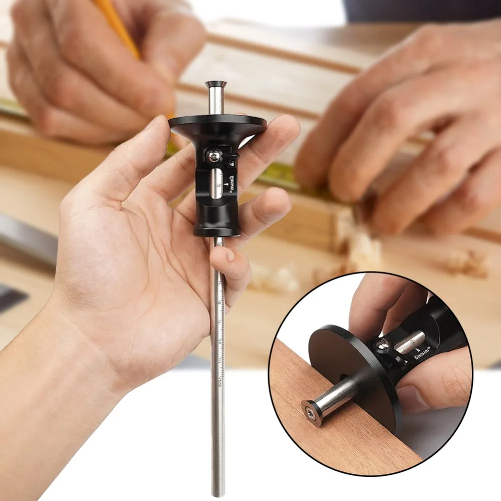 Wheel Marking Gauge Woodworking Marking Scriber with Replacement Cutters Solid Metal Bar Wood Scriber Hand Tools for Carpenter