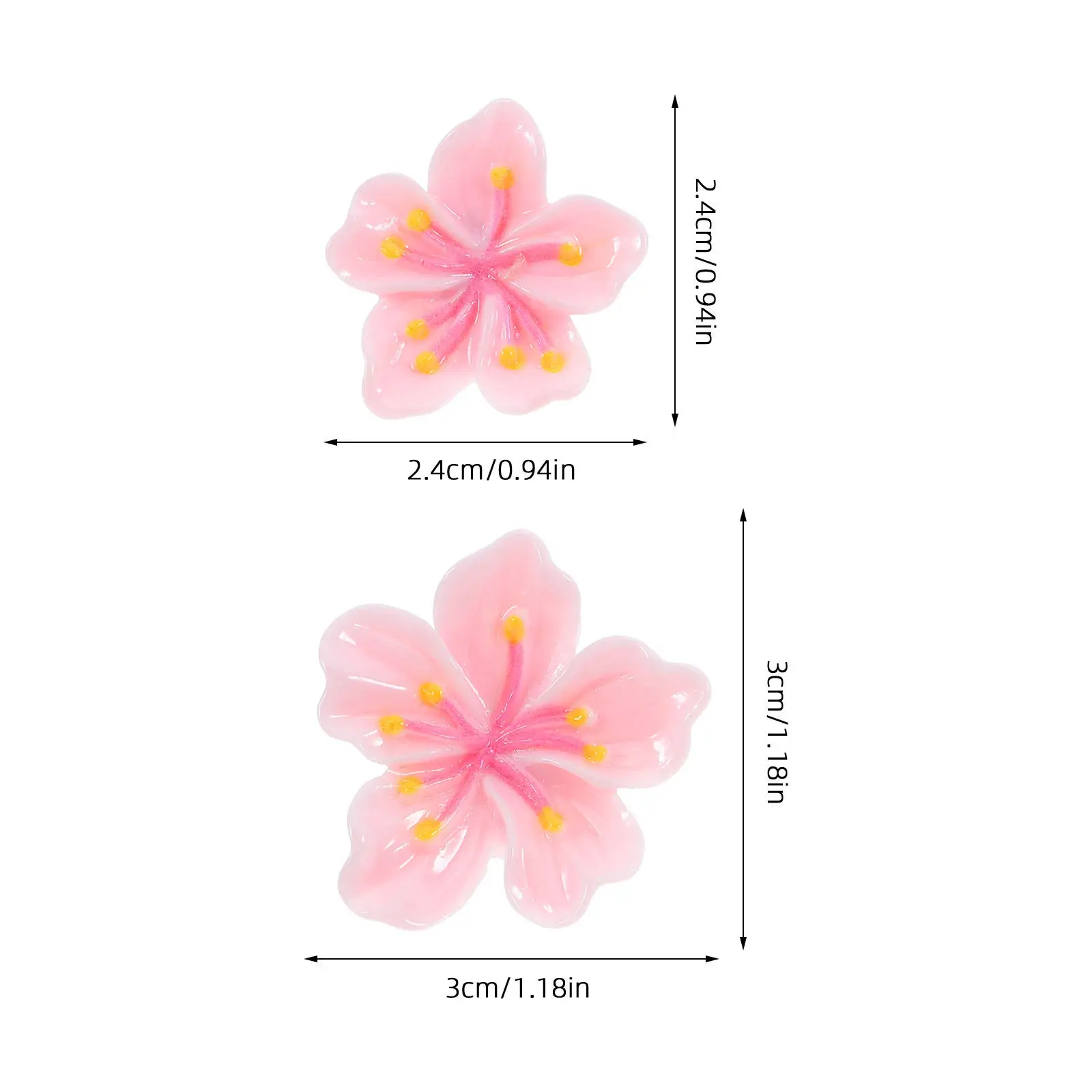 30Pcs 복숭아 꽃 수지 압정 사무실 학교 홈 게시판 공예 핀 꽃 디자인을위한 장식 꽃 푸시 핀