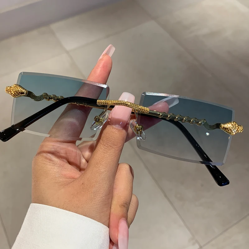 Occhiali Da Sole Avvolgenti Y2K Con Stella - UV400, Unisex, Oversize Senza Montatura - Foto 10