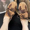 Fall Women's Fashion Lace-up Flat Sneakers Slip-On Suede Upper Casual Shoes Vulcanized Shoes Abrasion Resistant Rubber Sole 1