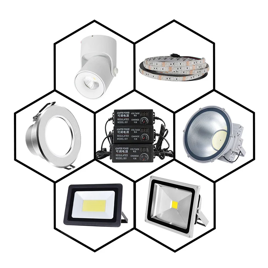 Adjustable Power Supply Adapter  AC To DC 3V 12V 3V 24V 9V 24V 2A 3A 5A Universal Adapter with Display Screen Voltage Regulated 6