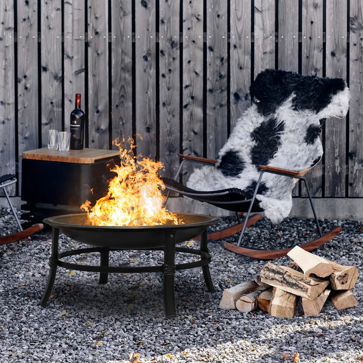 Portable Steel Wood Burning BBQ Grill Fire Pit Outdoor Camping Stove