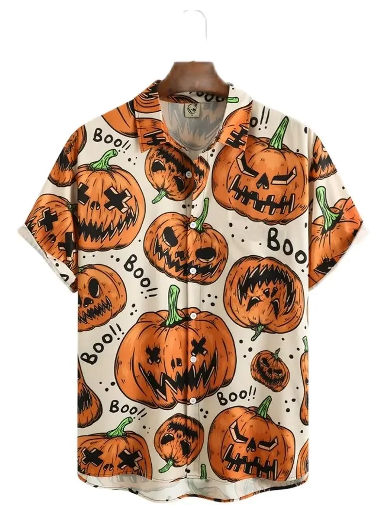 

Men's Halloween shirt 3D Print Cool Party shirts Hip Hop Oversize Men's clothing Hawaiian Summer Beach Holiday Short Sleeve