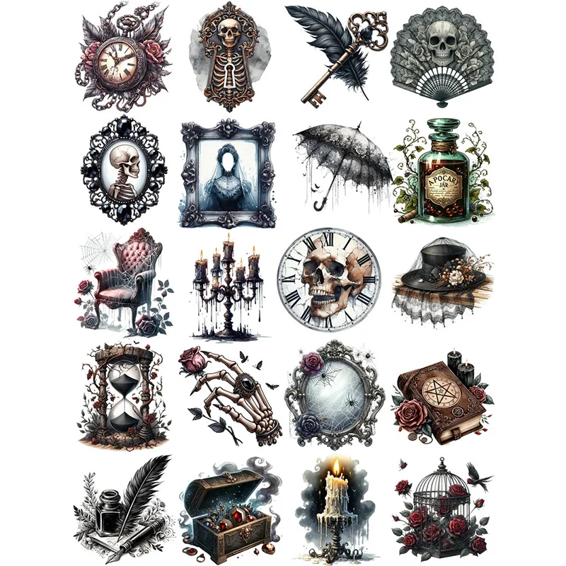 20Pcs/Pack Gothic Skeleton Sticker DIY Craft Scrapbooking Album Junk Journal Decorative Stickers