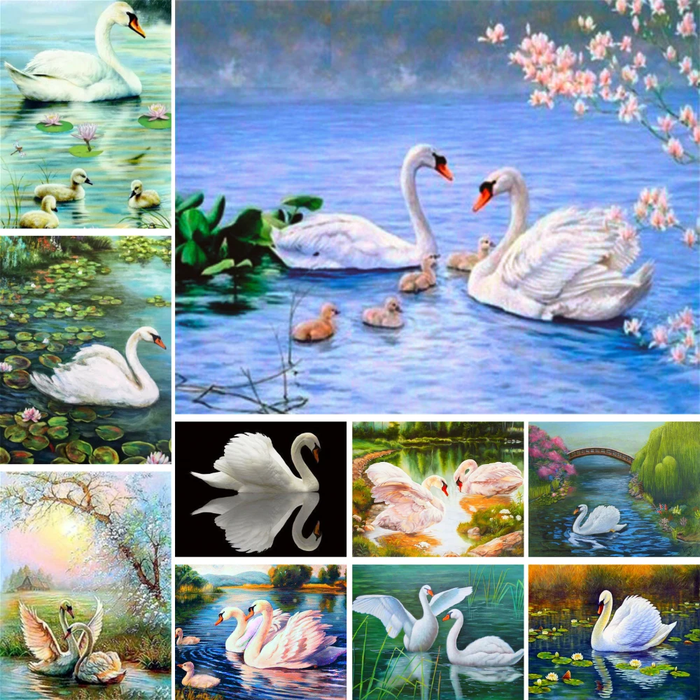 Kreuzstich-Set mit Tier-Schwan-Motiv, DIY-Stickerei, DMC-Fäden, Handarbeit, Handarbeit, Stricken, Design, Magie, anders