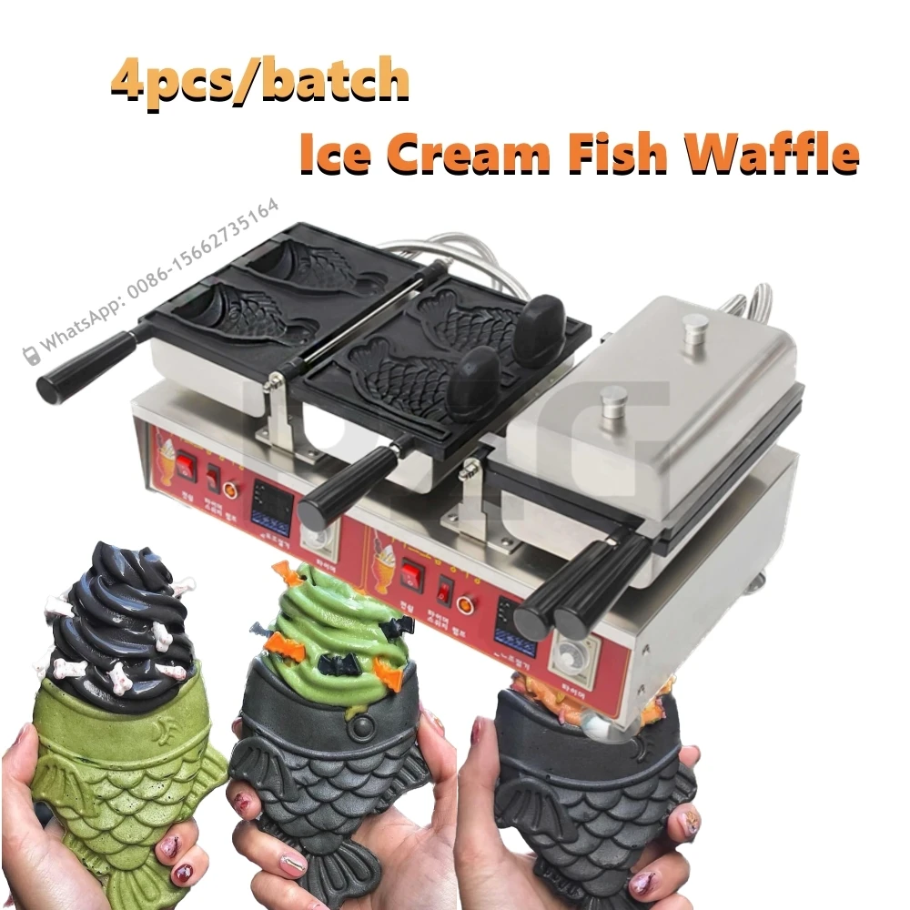 Attrezzature Alberghiere 220V 110V Digital Fish Cone Waffle Maker Gelato Uso Commerciale Fish Bubble Taiyaki Maker Machine