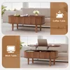 Fluted Lift Top Coffee Table with Hidden Compartment, Fully Assembled Wooden Center Table, Modern Oval Lift Tabletop for Home Li 4