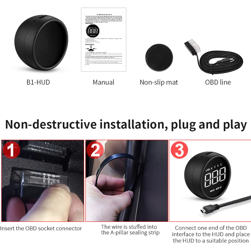 HUD OBD2 ÷ ڵ ӵ   Һ ٱ  º ǻ ڵ  ׼