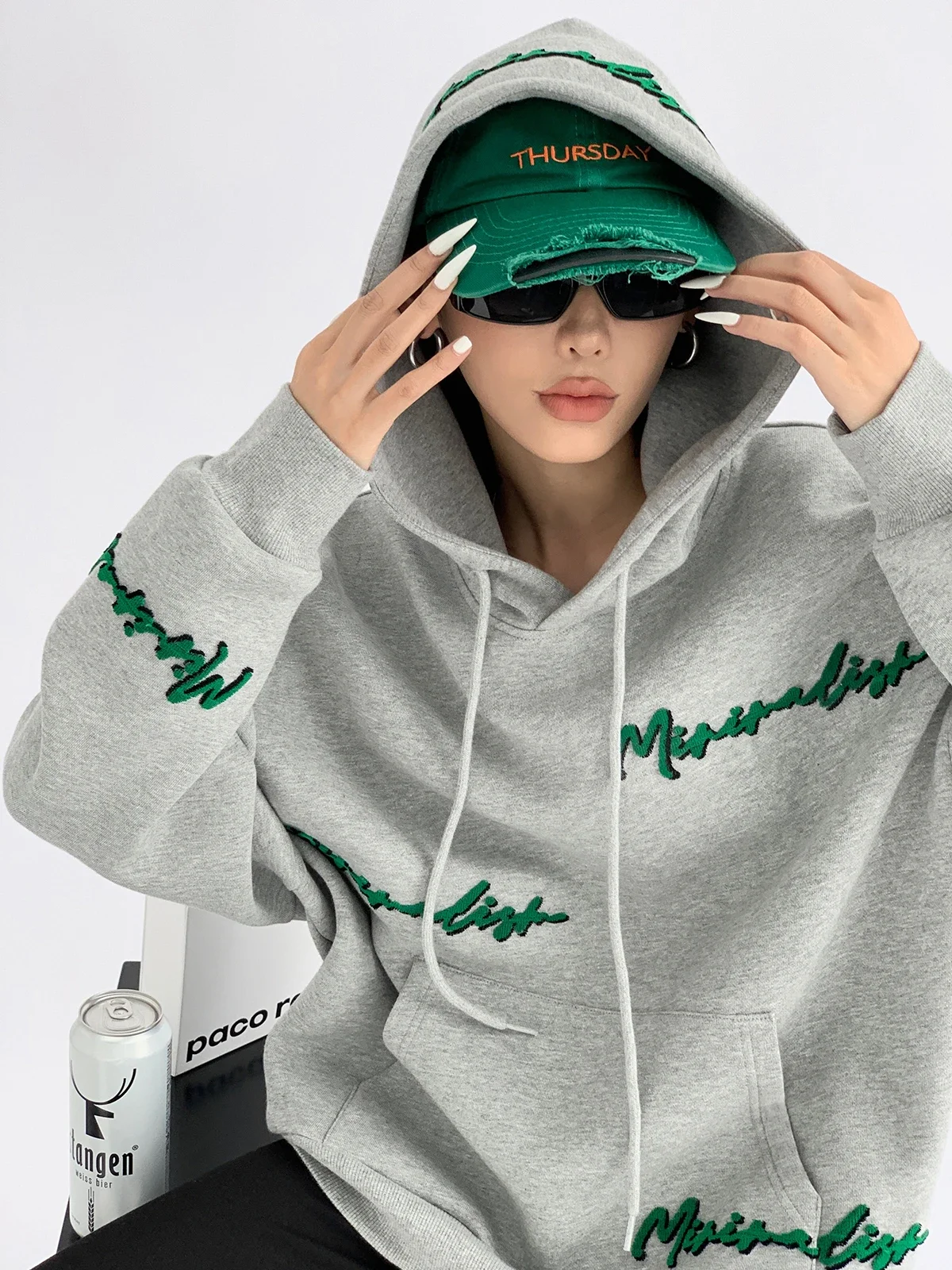autumn winter fleece hooded Sweatshirt harajuku letter embroidery y2k hoodies women clothes Long Sleeve UNISEX oversized hoodie