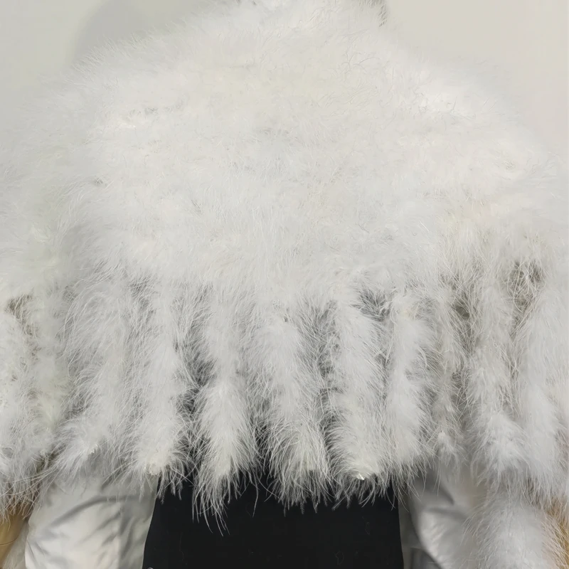 Modischer und eleganter großer Damen-Umhangschal mit Federn, 42 * 230 cm, geeignet für Partys und Hochzeiten, variabel anpassbar. – Detail 12