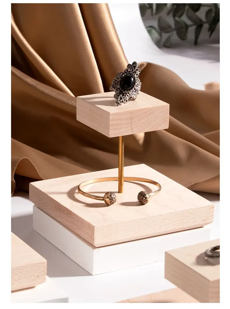 Solid Wood Walnut Jewelry Display Stand Mini Desktop Riser Bracelet Watch Display Plate Cosmetics Rack Holder Doll Organizer