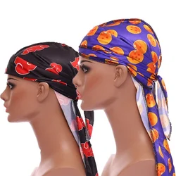 Newly Hot Selling Imitation Silk Printed Long Tail Cloak Hat Pirate Hat Hip Hop Baotou Turban Bandana Headwear Hair Accessories