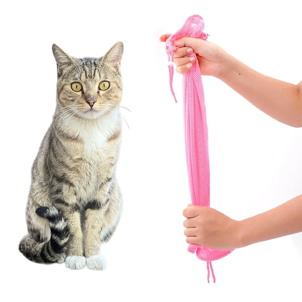 Adjustable Mesh Cat Grooming Bag For Bathing And Nail Trimming_voghion.com
